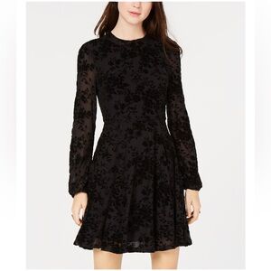 NWOT XXS American Rag Junior fit and flare Black Mock Neck Long Sleeve dress